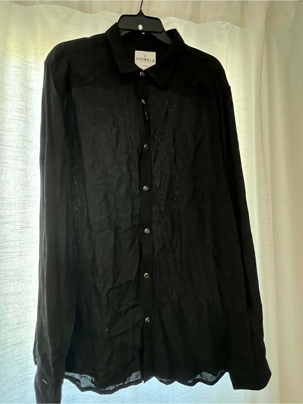 YoungLA Black Casual Long-Sleeve Button-Down Shirt